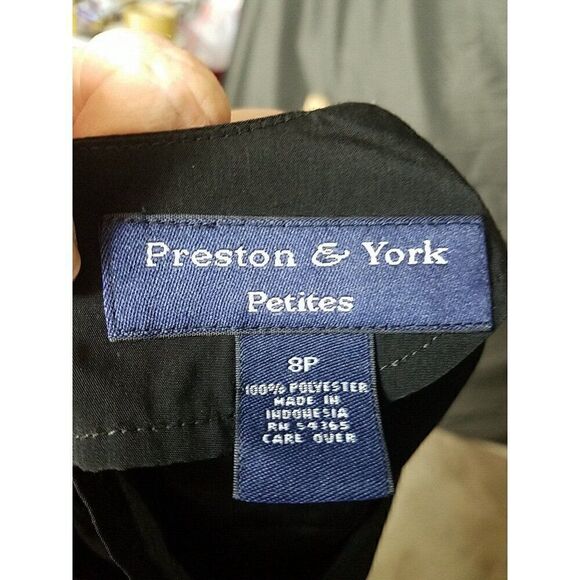 Preston & York Petites Black Blouse Size 8P Slick Look Side Slits Career Dressy - Picture 6 of 9
